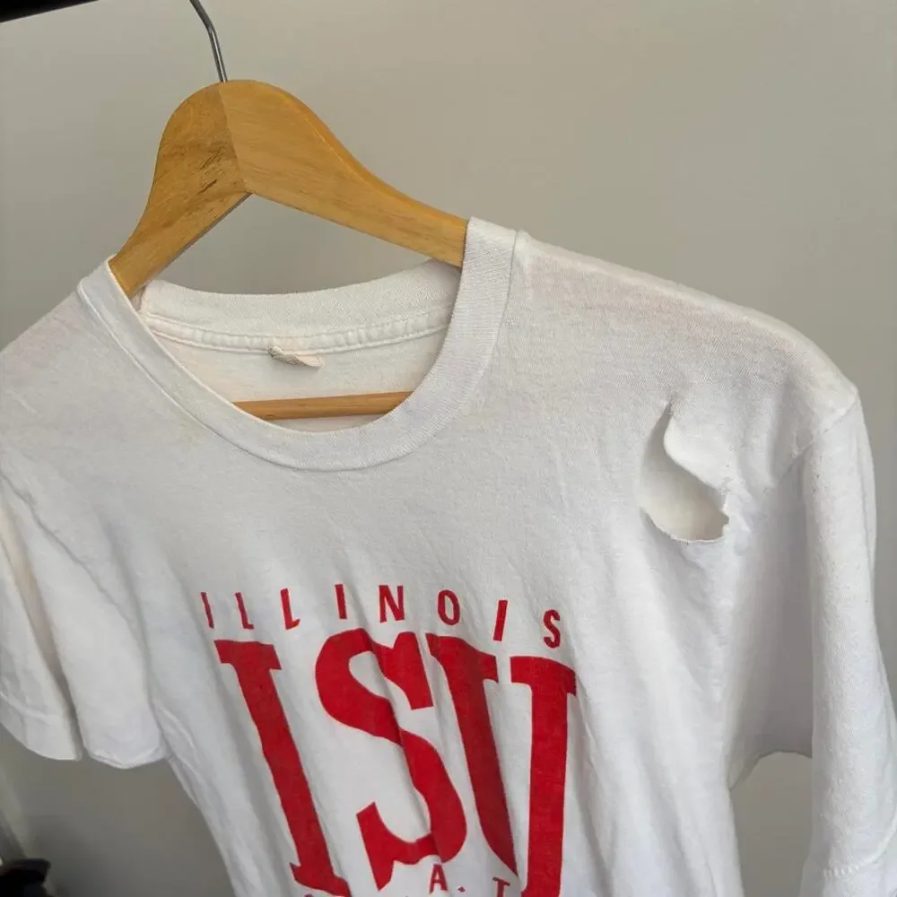 Vintage 80s Illinois State University ISU Retro College Men’s M Paper Thin Tee